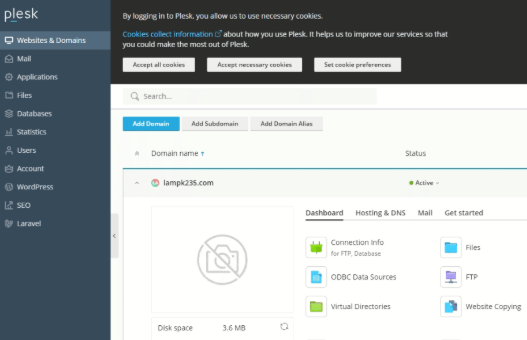 Plesk Control Panel, MySQL